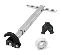 Shall Clé de lavabo télescopique, manche extensible de 10 à 17 pouces, clé à écrou de robinet entièrement polie avec capacité de mâchoire de (10-32 mm) pour les espaces difficiles d'accès