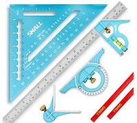 SHALL Ensemble d'outils pour équerre de chevron et équerre combinée, équerre de charpentier en alliage d'aluminium de 7 pouces, 2 crayons de menuiserie, traceur