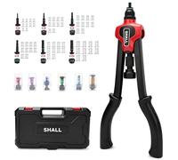 SHALL Kit d'outils d'écrous à rivets, 35,6 cm(14”), avec 6 mandrins métriques M3 M4 M5 M6 M8 M10 et 60 écrous à riveter, avec boîte de rangement manuelle