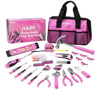 SHALL Kit d'outils rose 166 pièces pour la maison - Boîte à outils rose avec kit d'outils pour bricolage et voiture - Cadeau idéal pour les femmes, les filles et les bricoleurs à domicile