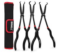 SHALL Lot de 3 pinces à bec long et droit, 45 °, coudée à 90 °, utilisable comme pince à anneau de serrage et pince de robinetterie, avec pince coupante latérale, petite pince professionnelle pour