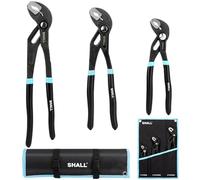 SHALL Lot de 3 pinces à joint rainuré (30,5 cm, 23,5 cm, 17,8 cm), à pompe à eau en acier Cr-V, pince à rainure et languette à réglage rapide avec sac à outils pour réparation domestique et plomberie