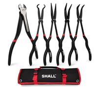 SHALL Lot de 5 pinces à long bec aiguille - Pince à bec long et pince à tuyau avec mâchoires droites, 45°, 90° et incurvées pour mécanicien, automobile, bricolage