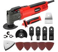 SHALL Outil oscillant, kit multifonction oscillant 300 W avec angle d'oscillation de 3°, changement rapide et protection anti-rebond, 6 vitesses variables, poignée auxiliaire, 40 accessoires de scie.
