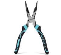 SHALL Pince à bec long,7 en 1 dénudeur, coupe-fil, sertisseur et clé，pour câbles de 0,8 à 2,0 mm² (20-12 AWG), en acier Cr-V à effet de levier élevé, pour électricien.