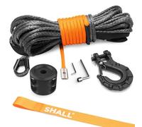 Shall Sangles et Cordes de remorquage, Corde synthétique pour treuil de 1/4 po x 50 pi (7,6 mm x 15 m), 5 tonnes (10 000 LB), avec Manchon de Protection, Crochet de treuil forgé et Sangle de sécurité