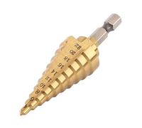 Shallho Foret hélicoïdal 1/4" - 4-22 mm - Avec revêtement en titane - Foret pas à pas HSS - Pour plastique, bois, métal - Foret conique multi-trous