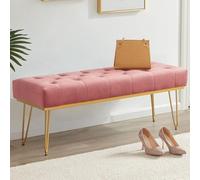 Shally Dogan Banc de Couchage en Tissu, Coffre Pouf pour Chambre à Coucher, Banc Ottoman avec Rembourrage à Haute densité Multi-Usage pour Chambre, Salon, Salon (Rose)