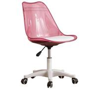 Shally Dogan Chaise de Bureau avec 5 Roues pivotantes, Dossier Transparent en polypropylène, Fauteuil Ergonomique avec Assise rembourrée à Haute densité, idéale pour Chambre, Bureau, Maison (Rose)