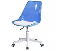 Shally Dogan Chaise de bureau avec 5 roues pivotantes, dossier transparent en polypropylène, fauteuil ergonomique avec assise rembourrée à haute densité, idéale pour chambre, bureau, maison (bleu)