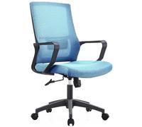 Shally Dogan Chaise de Bureau Ergonomique Fauteuil de Bureau pivotant, Hauteur réglable, Dossier en Maille Respirante, revêtement en Nylon synthétique Bleu