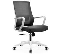 Shally Dogan Chaise de Bureau Ergonomique pivotante avec Support Lombaire, Fauteuil de Bureau, Bureau, Bureau, Chambre, inclinable avec Hauteur réglable, Base Blanche Robuste, Dossier