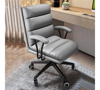 Shally Dogan Chaise de Bureau inclinable avec Rembourrage à Haute densité, Fauteuil de Bureau avec revêtement écologique en Cuir, Design Ergonomique, idéale pour Chambre, Maison, étude, Travail (Gris