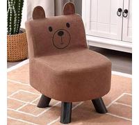 Shally Dogan Chaise pour Enfants, Design Ourson avec Rembourrage Doux à Haute densité, Fauteuil Repose-Pieds avec Structure en Bois et Pieds antidérapants, Tabouret idéal pour Chambre (Marron)