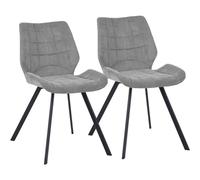 Shally Dogan Chaises de Salle à Manger Modern - Lot de 2 - Gris - Chaise de Cuisine - Pieds en métal Stable - Chaise Chambre à Coucher - Chaise Salon - 55 x 45 x 77,5 cm