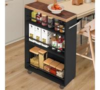 Shally Dogan Chariot de Rangement de Cuisine Slim Design Industrial, Chariot Multifonction économe en Espace Noir avec 4 étagères et Roues Mobiles à 360 °, étagère de Rangement 50 x 16 x 80 cm (Noir)
