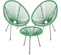 Shally Dogan Ensemble de Conversation avec décoration de Jardin Freddy en polyrotin Deux Places avec Table Basse, 2 fauteuils Oeufs, 1 Table d'extérieur, Salon Patio, Balcon, Restaurant, bistrot, Bar
