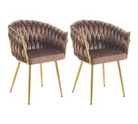 Shally Dogan Lot de 2 chaises de salle à manger avec revêtement en velours et rembourrage ergonomique à haute densité, chaise de cuisine et salon, design moderne (marron)