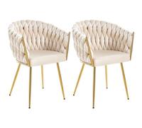 Shally Dogan Lot de 2 chaises de salle à manger avec revêtement en velours et rembourrage ergonomique à haute densité, chaise de cuisine et salon, design moderne (beige)