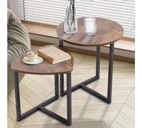 Shally Dogan Lot de 2 Tables à encastrer Style Industriel pour Salon avec Plateau en Bois et Structure en métal, Table Basse, Salon, Fermeture Peu encombrante, Tables empilables