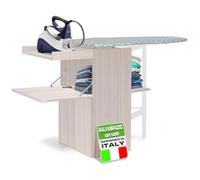 Shally Dogan Meuble de Table à Repasser rétractable économe en Espace Pliable, Cadre en Bois pour Repassage Rapide, 4 Roues pour déplacement, idéal buanderie, Salle de Bain (Orme)