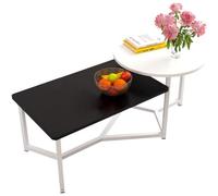 Shally Dogan Table Basse Basse pour Salle à Manger avec 2 étagères, Table Design Luxueux, élégante, Plateau Rond et rectangulaire, idéale pour Le Salon. Salon et Bureau (Blanc)