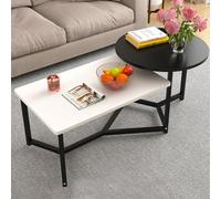 Shally Dogan Table Basse de café pour Salle à Manger avec 2 étagères, Table Design Luxueux, élégante, Plateau Rond et rectangulaire, idéale pour Le Salon. Salon et Bureau (Noir)