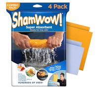 ShamWow Original - Super Absorbant Polyvalent Nettoyage Shammy (Chamois) Chiffon Serviette et Lavable en Machine, ne Raye Pas 4 Pack Orange et Bleu
