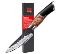 SHAN ZU 9 cm Gemüsemesser, Handgeschmiedetes Japanisches Obstmesser 7 Schichten Hochwertigem Carbon Stahl Extra Scharfe Schälmesser mit Ahornholzgriff