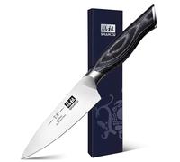 SHAN ZU Couteau à Éplucher 9,5 cm Japonais Couteau à Fruits de Cuisine | Lavable au Lave-Vaisselle, Manche Ergonomique Bois K133, Lame Tranchante Acier Inox Carbone pour Découpe Précise