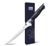 SHAN ZU Couteau à Filet 18CM Couteaux à Fileter Couteau à Désosser Couteaux à Poisson de Cuisine Professionnel Japonais en Acier Inoxydable avec K133 Manche en Bois - Genbu Série