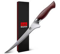 SHAN ZU Couteau à Filet de Sole, Couteau à Désosser Flexible 18cm | Acier Japonais 10Cr15MoV (62 HRC) - Pour Filetage, Cuisine et Viande, Manche Pakkawood Ergonomique Antidérapant