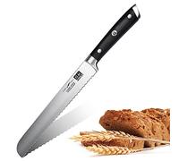 SHAN ZU Couteau à Pain, Couteau à Pain Dentelé de 8 Pouces Avec Acier Inoxydable Allemand, Couteau de Cuisine à Trancher le Pain Ultra Tranchant avec Manche en Bois de Pakkawood