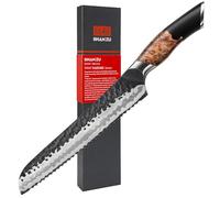 SHAN ZU Couteau à Pain Dentelé Japonais 20 cm, Couteau de Cuisine