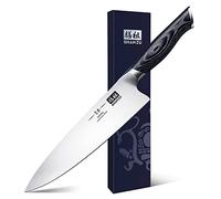 SHAN ZU Couteau de Chef 20 cm Japonais Couteau de Cuisine Viande Légumes | Lavable au Lave-Vaisselle, Manche Ergonomique Bois K133, Lame Tranchante Acier Inox Riche en Carbone