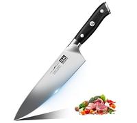 SHAN ZU Couteau de Chef 20cm - Couteau de Cuisine Professionnel Couteau de Chef Professionnel Lame Ultra-fine en Acier Inoxydable Allemand et Poignée en Bois Antidérapante Confortable