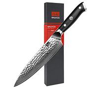 SHAN ZU Couteau de Chef Damas 20cm, Couteau de Cuisine Japonais Martelé | 67 Couches avec Noyau 10Cr15MoV Ultra Tranchant, Manche Ergonomique G10 - PRO Series
