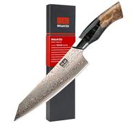 SHAN ZU Couteau de Chef Japonais 20cm Acier Damas et Cuivre | Couteau Professionnel 8 Pouces 67 Couches Forgé à la Main Ultra Tranchant, Manche Bois d'Érable - VENUS Series