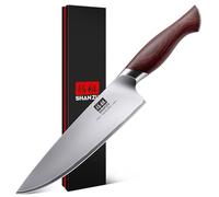 SHAN ZU Couteau de Chef Japonais 20cm, Couteau de Cuisine Professionnel | Lame Ultra Tranchante en Acier Inoxydable 5 Couches 10Cr15MoV (62HRC) - Manche Pakkawood Ergonomique