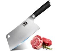 SHAN ZU Couteau de cuisine, couperet à viande avec trou de 17,8 cm, couteau de chef tranchant, hachoir à légumes japonais en acier inoxydable à haute teneur en carbone avec manche en bois de pakka