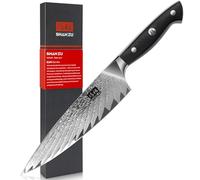 SHAN ZU Couteau de Cuisine Damas 20cm, Couteau de Chef Profesional en Acier Japonais AUS-10 à 67 Couches, Couteau Japonais avec Poignée Ergonomique G10 pour Coupe Viande, Légumes, Fruits