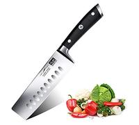 SHAN ZU Couteau de Cuisine Nakiri, Couteau à Légumes, Couteau Japonais de 16,5 cm, Couteau de Chef Professionnel en Acier Inoxydable Allemand, Manche en Bois de Pakka
