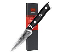 SHAN ZU Couteau d'Office Damas 9,5cm, Couteau à éplucher | en Acier Damas 67 Couches, Lame Ultra Tranchante, Poignée Ergonomique G10, Couteau pour Fruits & Légumes - PRO Series