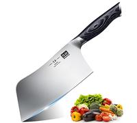 SHAN ZU Feuille Boucher 18 cm, Couteau Boucher Cuisine Japonais en Acier à Haute Teneur en Carbone, Couteau Hachoir Professionnel pour Viande ＆ Légumes, Couteau Chef Chinois pour Manche en Bois K133