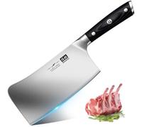 SHAN ZU Feuille de Boucher Couteau de Cuisine Chinois Couperet de Cuisine 17.8cm Acier Inoxydable Lame Epaissie à 21 ° pour Hacher Les Os- Classic Series