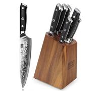 SHAN ZU PRO Set de 5 couteaux de cuisine avec bloc en bois