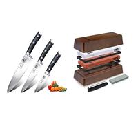 SHAN ZU Set Couteau Cuisine Ensemble de 3 2pcs Pierre à Affuter Japonaise 1000/5000