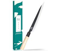SHANGDAO Couteau à sushi Sashimi 10 pouces - Couteau à couper le poisson et couteau Yanagiba, fileter et trancher le poisson - Acier allemand et manche en bois traditionnel, coffret cadeau