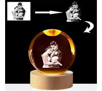 Shangyue Boule de cristal 2D personnalisée - Gravure laser - Image de famille - Motif animaux de compagnie - Souvenir - Boule de cristal gravée au laser - 7 couleurs, 6 cm