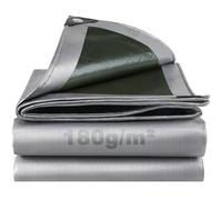 SHANNA Bâche de Protection Exterieur avec Oeillets, 3x5m 180 g/m² PE Bâche Voiture Piscine, Imperméable Résistante aux Déchirures UV Intempéries, Bâches Multiusage pour Meubles de Jardin, Vert Argenté